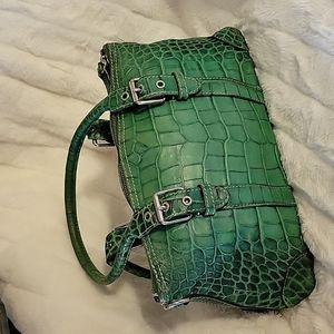 Dooney & Bourke Embossed Aligator Calf leather. green bag from Nile Collection.